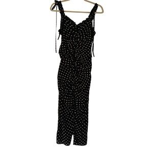Costar New York Small Black & White Polka Dot Ruched Sleeveless Midi Dress